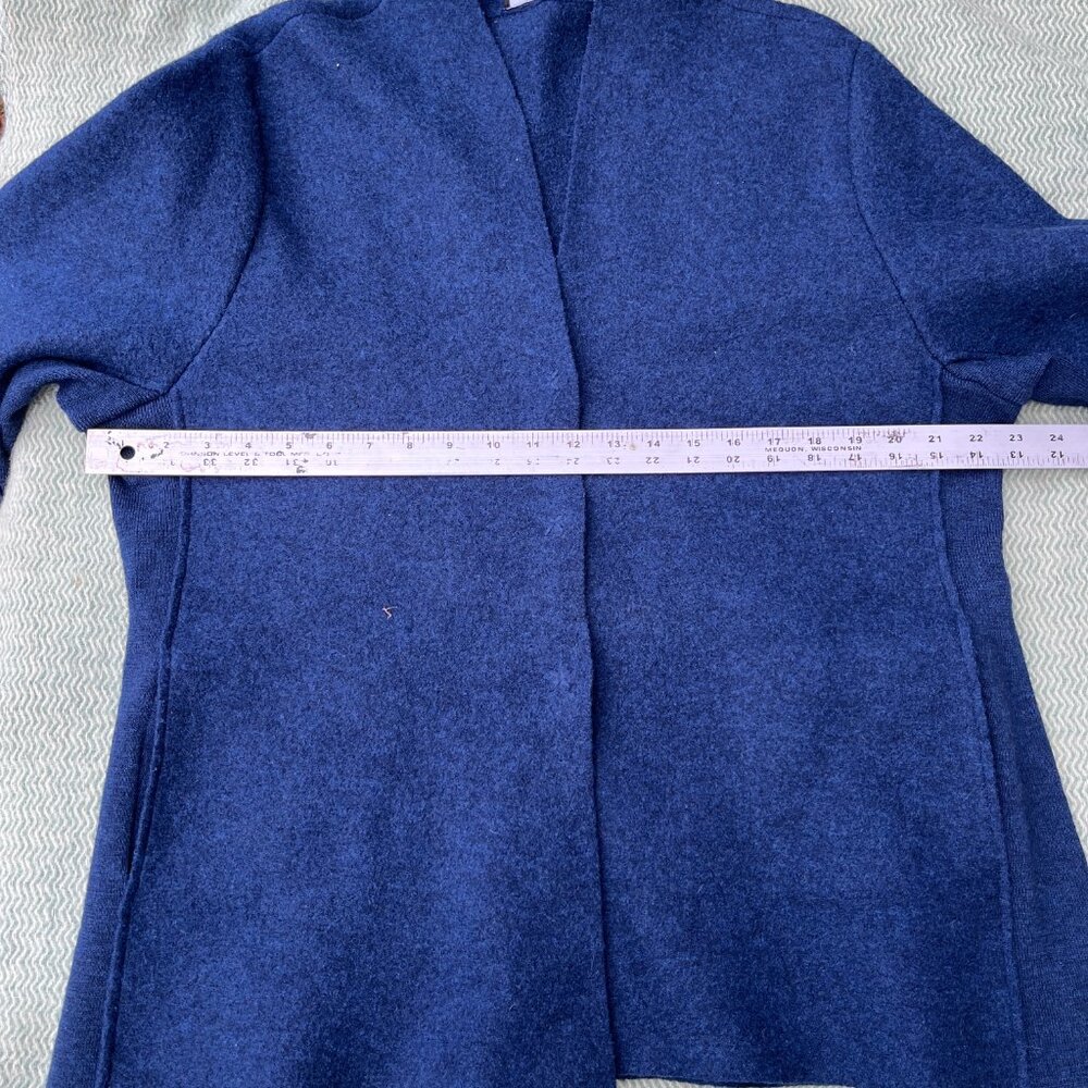 Boiled wool deep navy/deep purple button down v-neck jacket, elastic sides L! - Picture 10 of 16